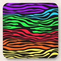 Colorful Abstract Zebra Coaster