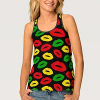 One Love Lipstick Kiss Rasta Reggae Colors Tank Top