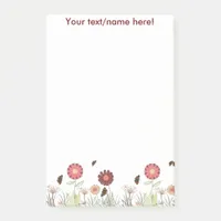 Burgundy wildflowers name post-it notes