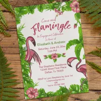 Tropical Flamingos and Flowers Invitation