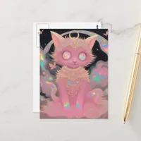 A magical pink cat postcard