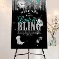 Boots 'n Bling Disco Bachelorette Teal ID925 Foam Board
