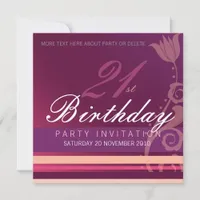 21st Birthday Party Floral Invitation