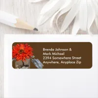 Orange Flower in Mason Jar Address Label