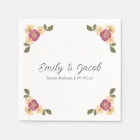 Elegant Wildflower Boho Chic Personalized Wedding Napkins