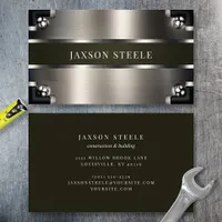 Sage Green and Steel Industrial  Business Card