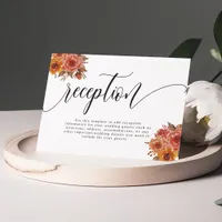 Rustic Fall Autumn Floral Wedding Reception Enclosure Card