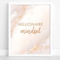 Millionaire Mindset Peach Gold Marble Quote Poster