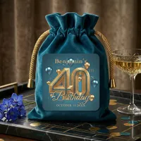 Elegant Teal Blue and Gold 40th Birthday Party Square Sticker
