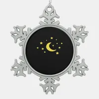 Whimsigoth Night Sky Sun Moon Witchy Snowflake Pewter Christmas Ornament