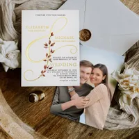 Modern Ampersand Photo Elegant Fall Wedding Gold Foil Invitation