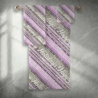 Purple Green Christmas Pattern#28 ID1009 Bath Towel Set