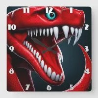 Cobra snake with vibrant red scales and blue eyes square wall clock