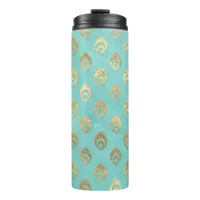 Turquoise and Gold Peacock Thermal Tumbler