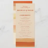 Retro Watercolor Stripes Terracotta Orange Wedding Program