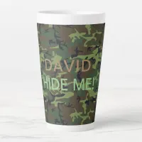 Your Name Military Green Camouflage Hide Me Quote Latte Mug