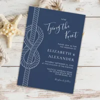 Navy Blue Tying The Knot Nautical Wedding Invitation