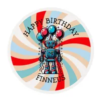 Robot Themed Boy's Happy Birthday Edible Frosting Rounds