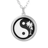 Tropical Palm Trees Yin Yang Necklace