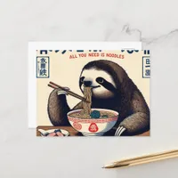 Cute Sloth Eating Ramen All You Need is Noodles Postcard
