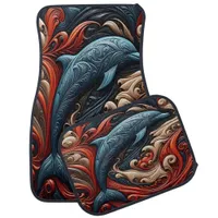 Ocean-Inspired Dolphin Artwork Car Floor Mat