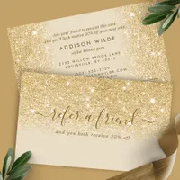 Signature Script Gold Glitter Modern Girly Referral Card