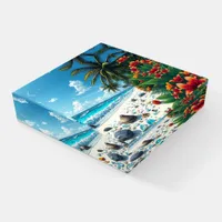 Pretty Tropical Beach Scene Coastal   Paperweight