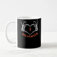 Slogan  Halloween. Heart Gesture Made Of Skeleton  Coffee Mug