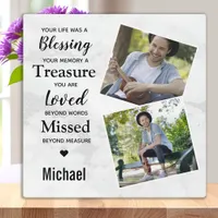 Modern Marble Photo Keepsake Memorial Plaque