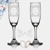 Wedding Arabesques Personalized  Champagne Flute