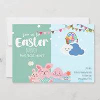 Playful Pastel Bunnies Easter Party Fun Invitation