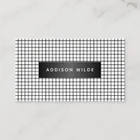 Modern Black And White Grid Pattern Business Card