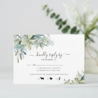 Elegant Eucalyptus Greenery Wedding Menu RSVP