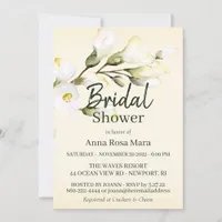 *~* Blush Elegant White Beach Rose Bridal Shower Invitation