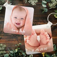 Personalized Newborn Baby Photo Name & Birthday Keychain