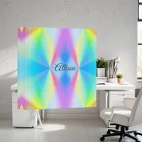 Modern iridescent pastel rainbow colored 3 ring binder