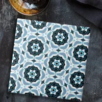 Vibrant Blue & White Mosaic Geometric Pattern Ceramic Tile