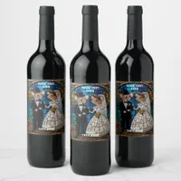 Cute Mouse Wedding Couple  Wine Label