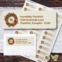 Autumn Leaves Wreath and Last Initial Label