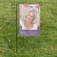 Purple Floral Peonies Photo Sympathy Tribute Garden Flag