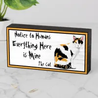 Calico Cat Funny Personalized Wooden Box Sign