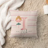 Blush Pink Ballerina Monogram I – Personalized Art Throw Pillow