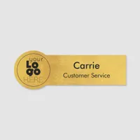 Custom 14k Gold Name Tag with Round Company Logo