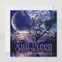 Dark Nature Full Moon Halloween Party Invitations