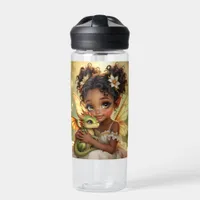 Cute Anime Fairy Girl and Chibi Dragon Water Bottle