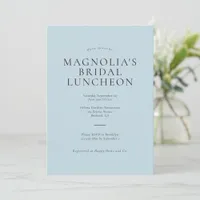 Blue Minimalist Bridal Luncheon Invitation