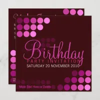 Funky Pink Party Birthday Invitation