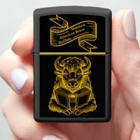 Bison Reading a Book With Curious Expression Zippo Lighter