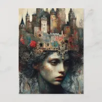 Woman With Castle on Her Head Postcard