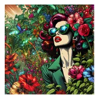 Pretty Woman in Flower Garden Acrylic Print